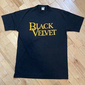 Vintage Black Velvet Canadian Whisky T-shirt Black NWOT Dead-stock